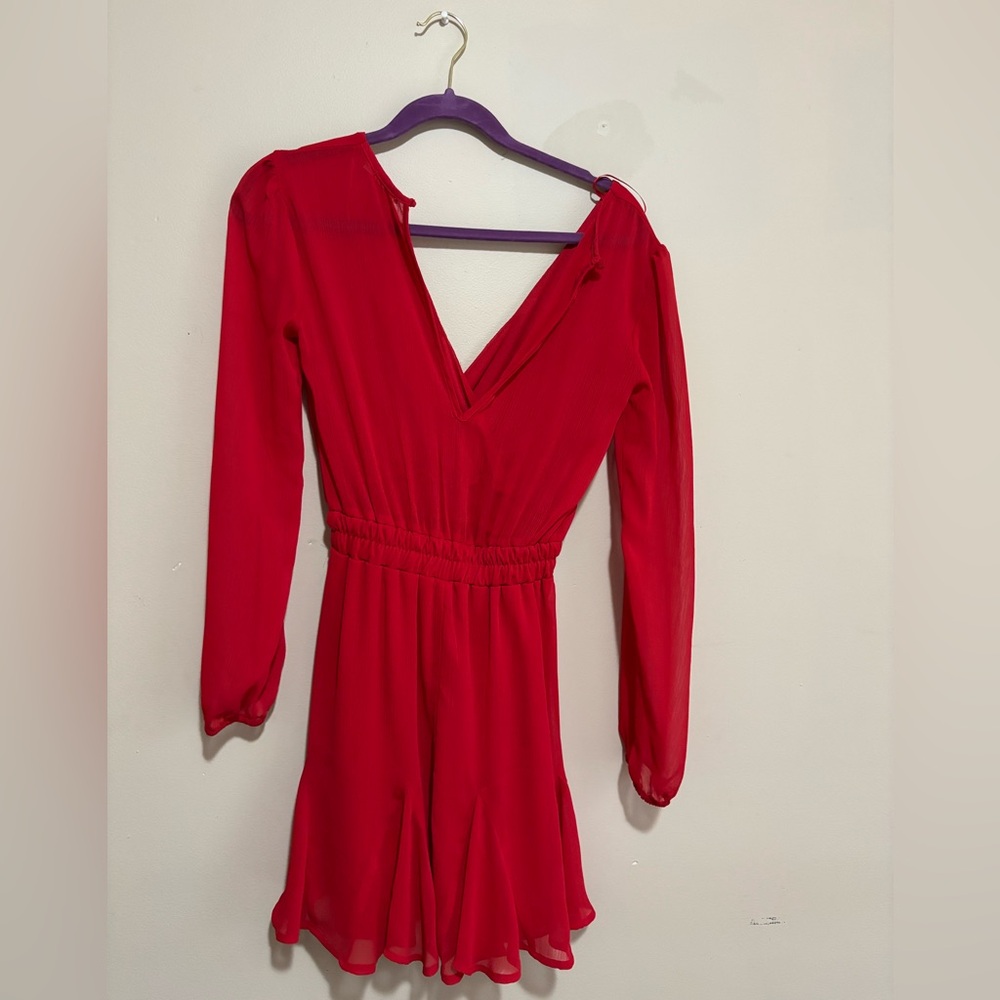 Elegant Red Long Sleeve Dress